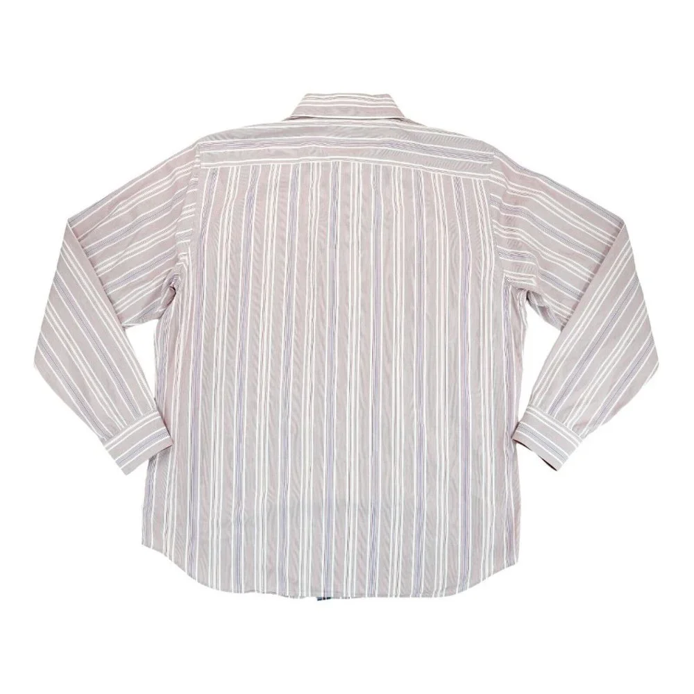 Banana Republic Shirt Mens 16 - 16.5 Large Pink Striped Long‎ Sleeve Cotton